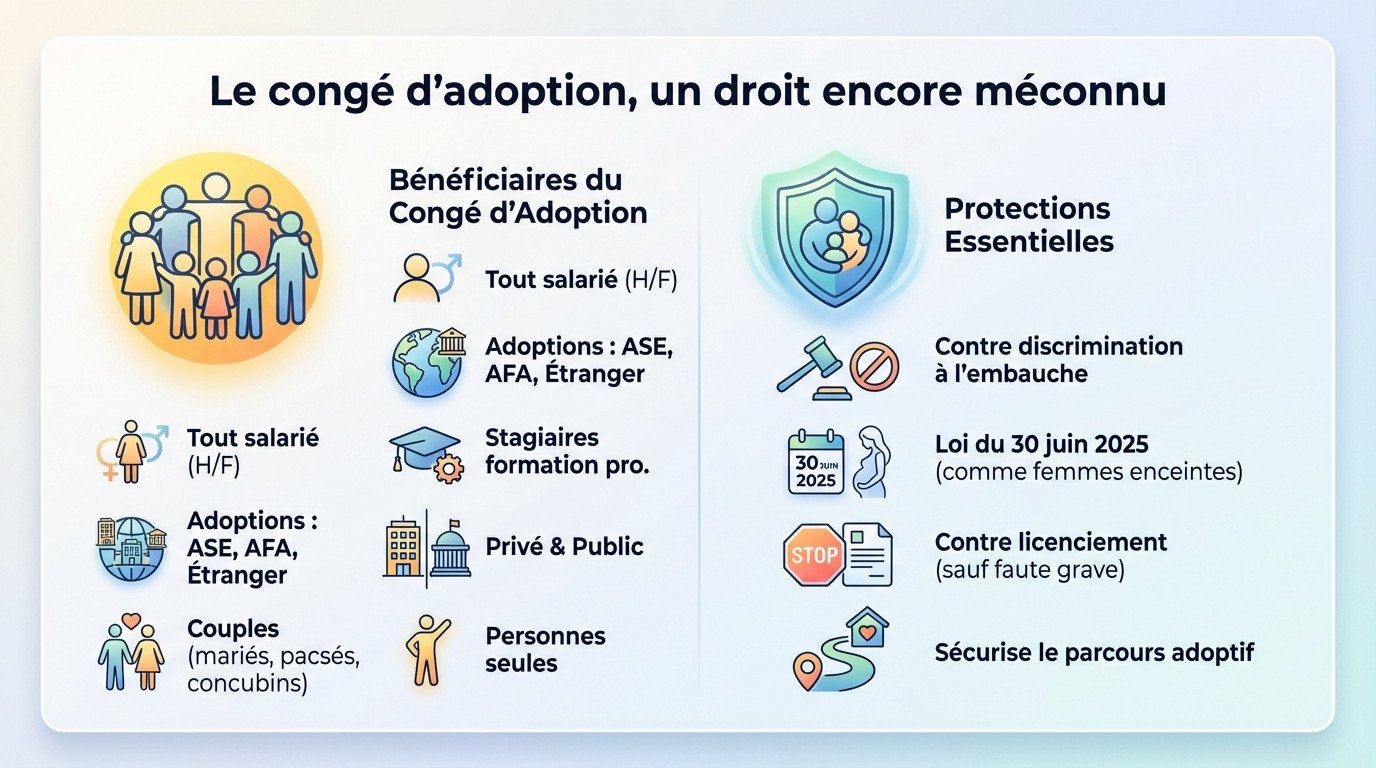 Illustration des bénéficiaires et des protections liées au congé d'adoption en entreprise