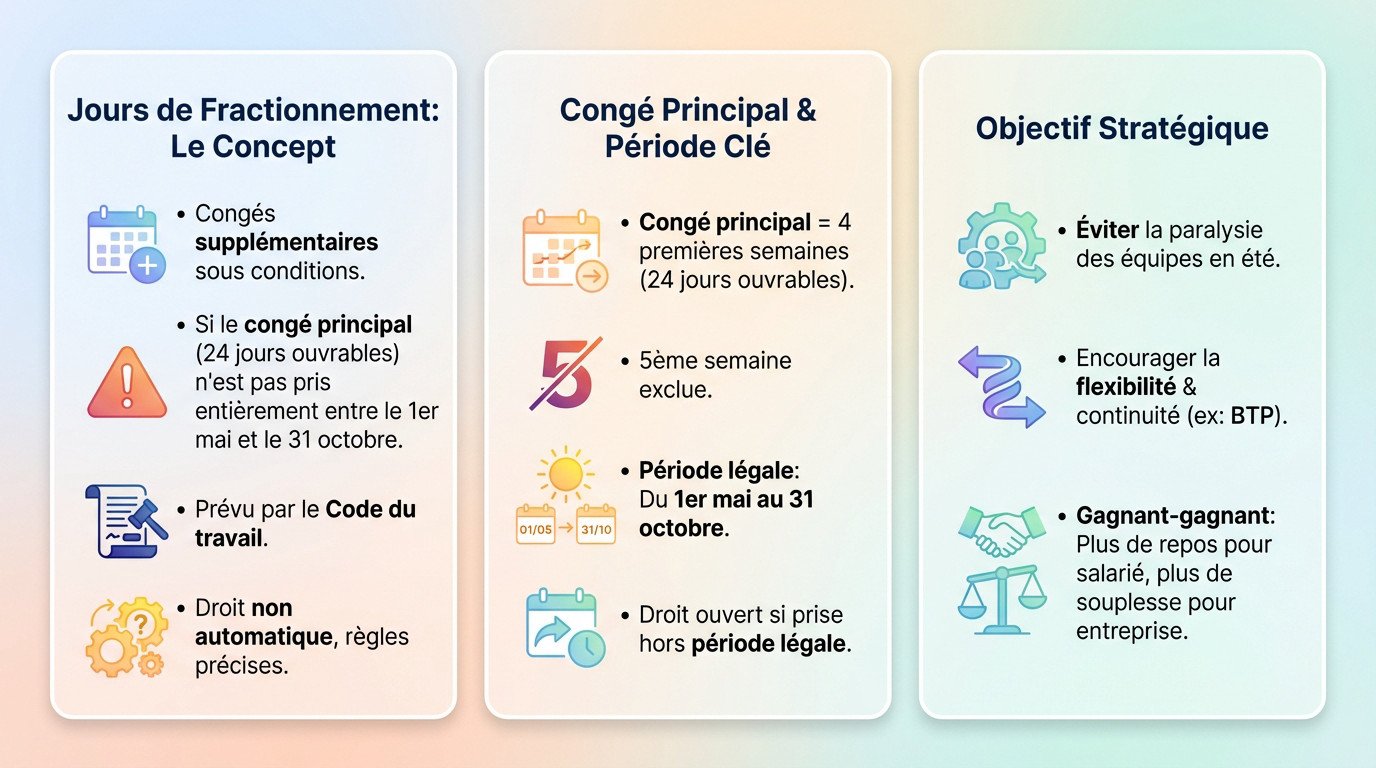 Illustration du concept des jours de fractionnement et de la répartition des congés payés