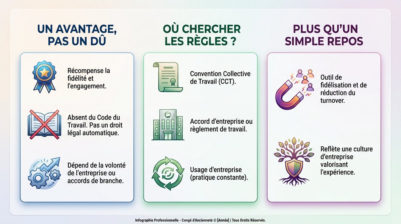 Salarié profitant d'un congé d'ancienneté mérité après plusieurs années de service en entreprise
