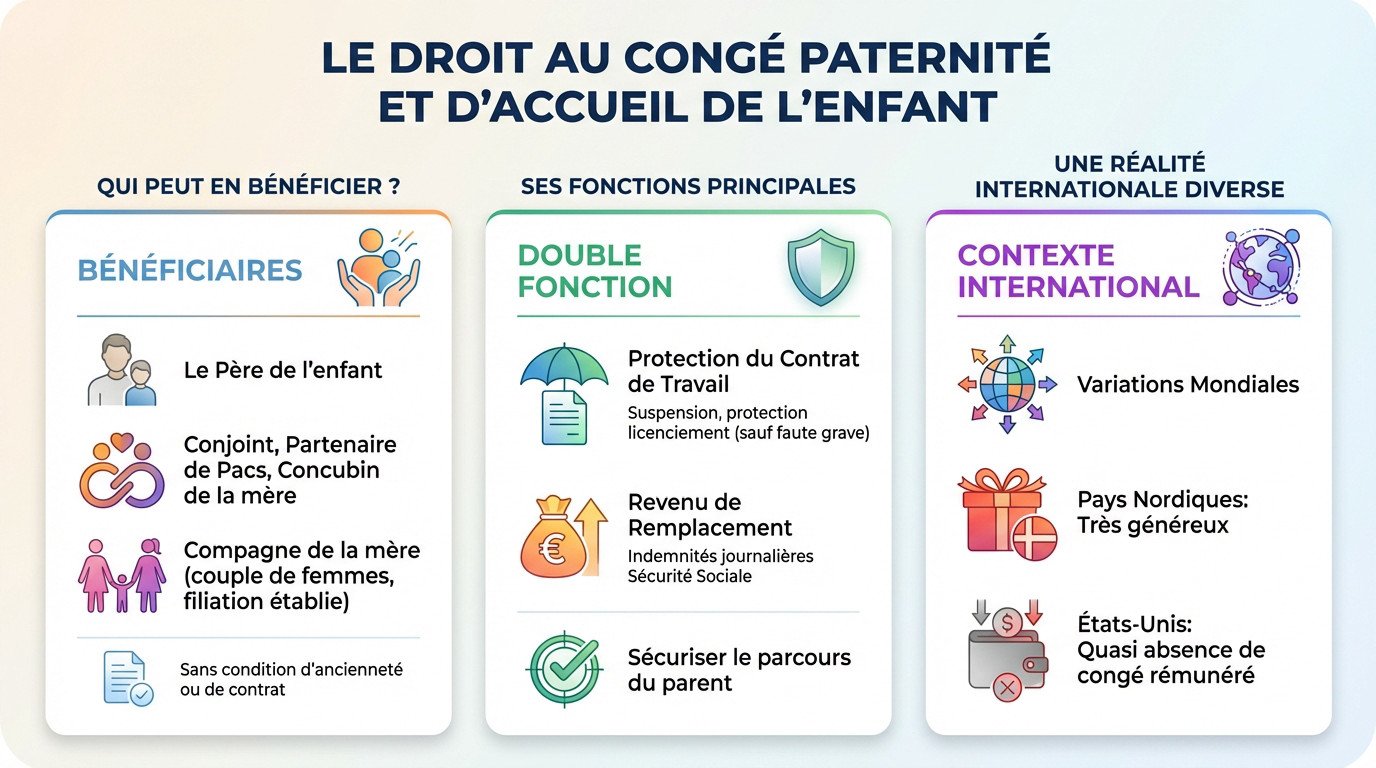 Père tenant son nouveau-né dans les bras illustrant le congé paternité et d'accueil de l'enfant