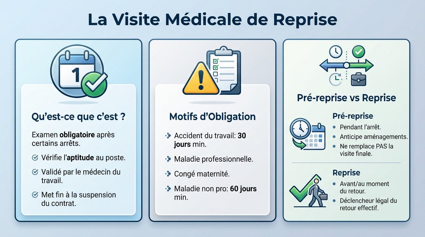 Médecin du travail effectuant une visite médicale de reprise avec un salarié