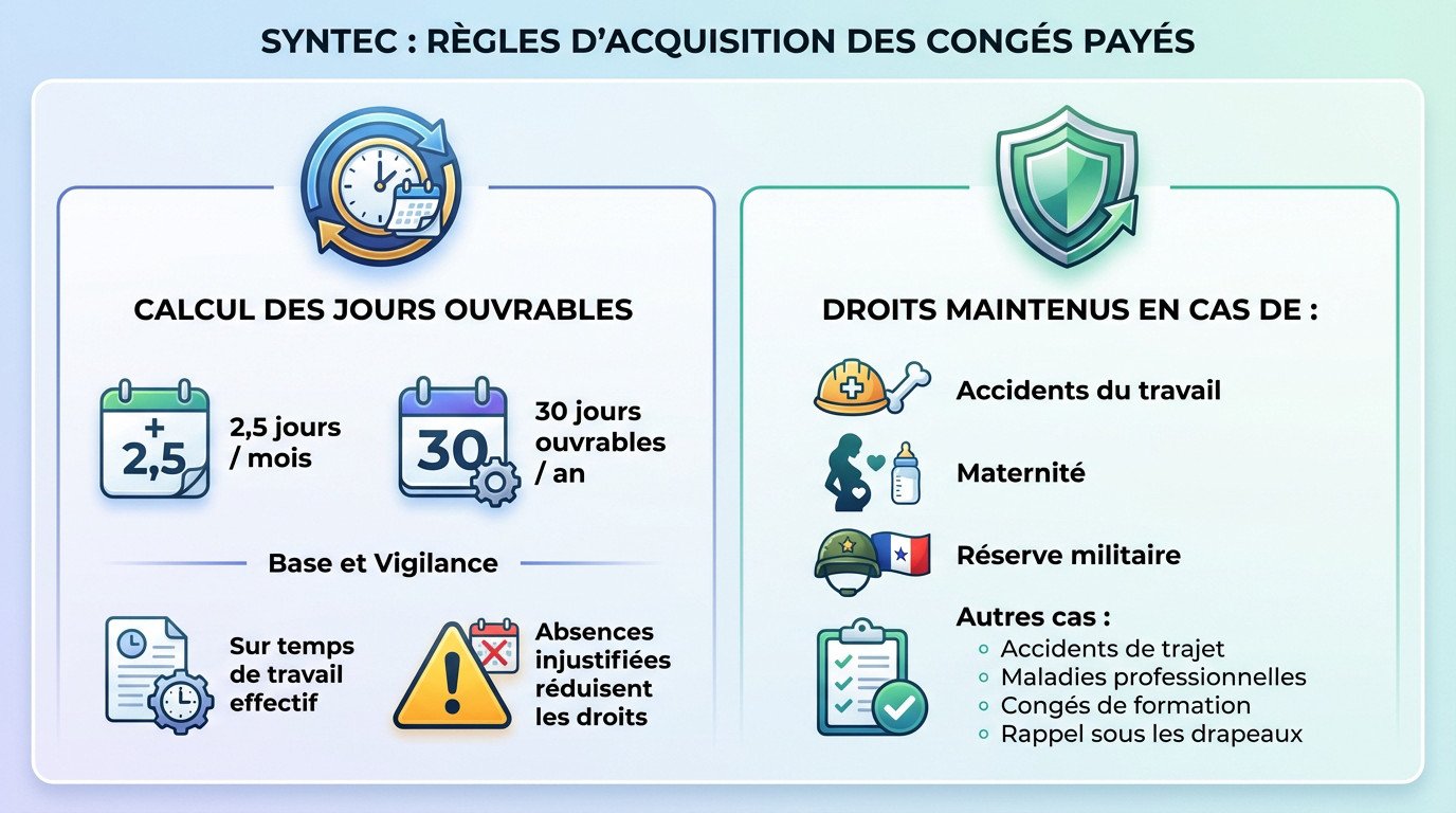 Règles d'acquisition des congés payés selon la convention Syntec