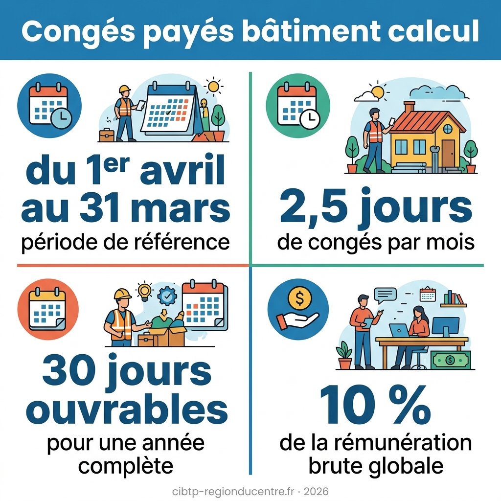 Infographie — congés payés bâtiment calcul