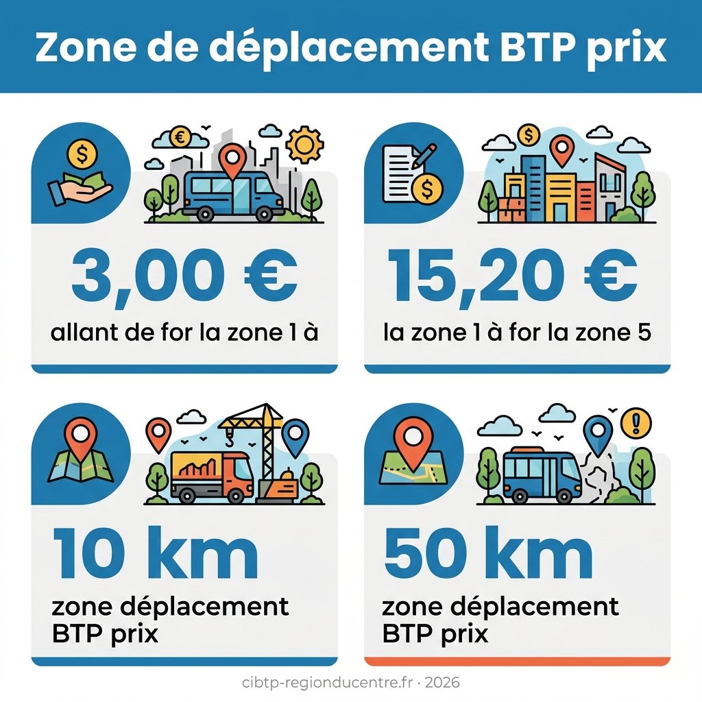 Infographie — zone déplacement BTP prix